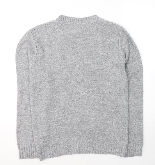 Boohoo Mens Grey Round Neck  Acrylic Pullover Jumper Size M