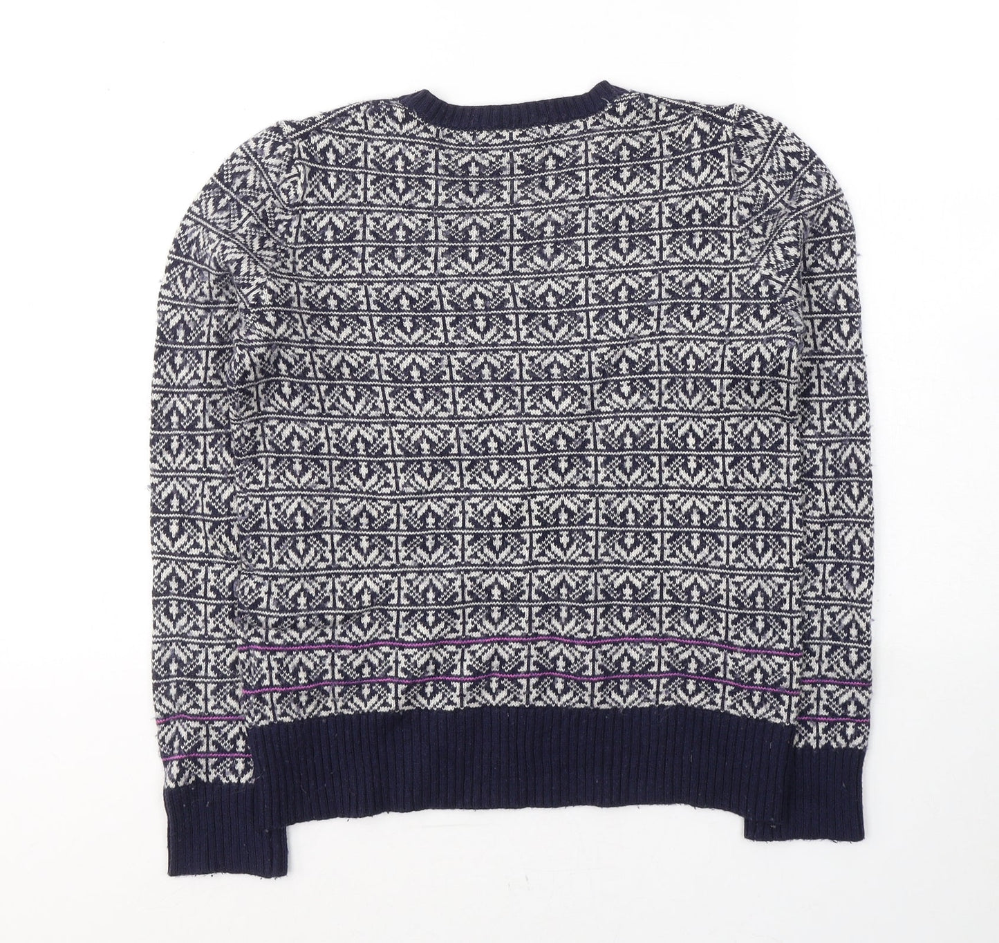 Gap Womens Blue Round Neck Geometric Nylon Pullover Jumper Size XS