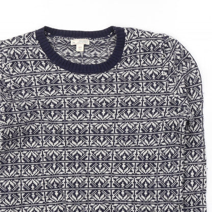 Gap Womens Blue Round Neck Geometric Nylon Pullover Jumper Size XS