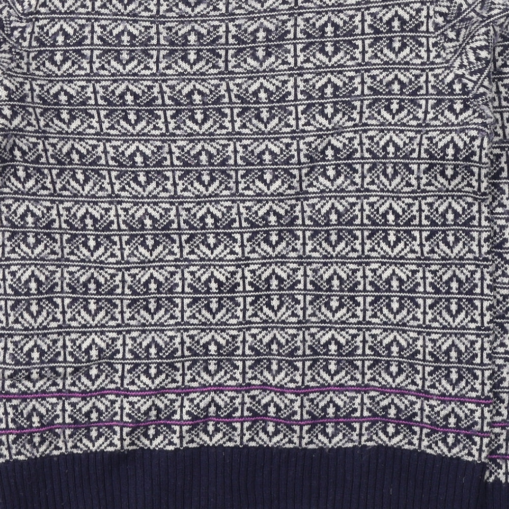 Gap Womens Blue Round Neck Geometric Nylon Pullover Jumper Size XS