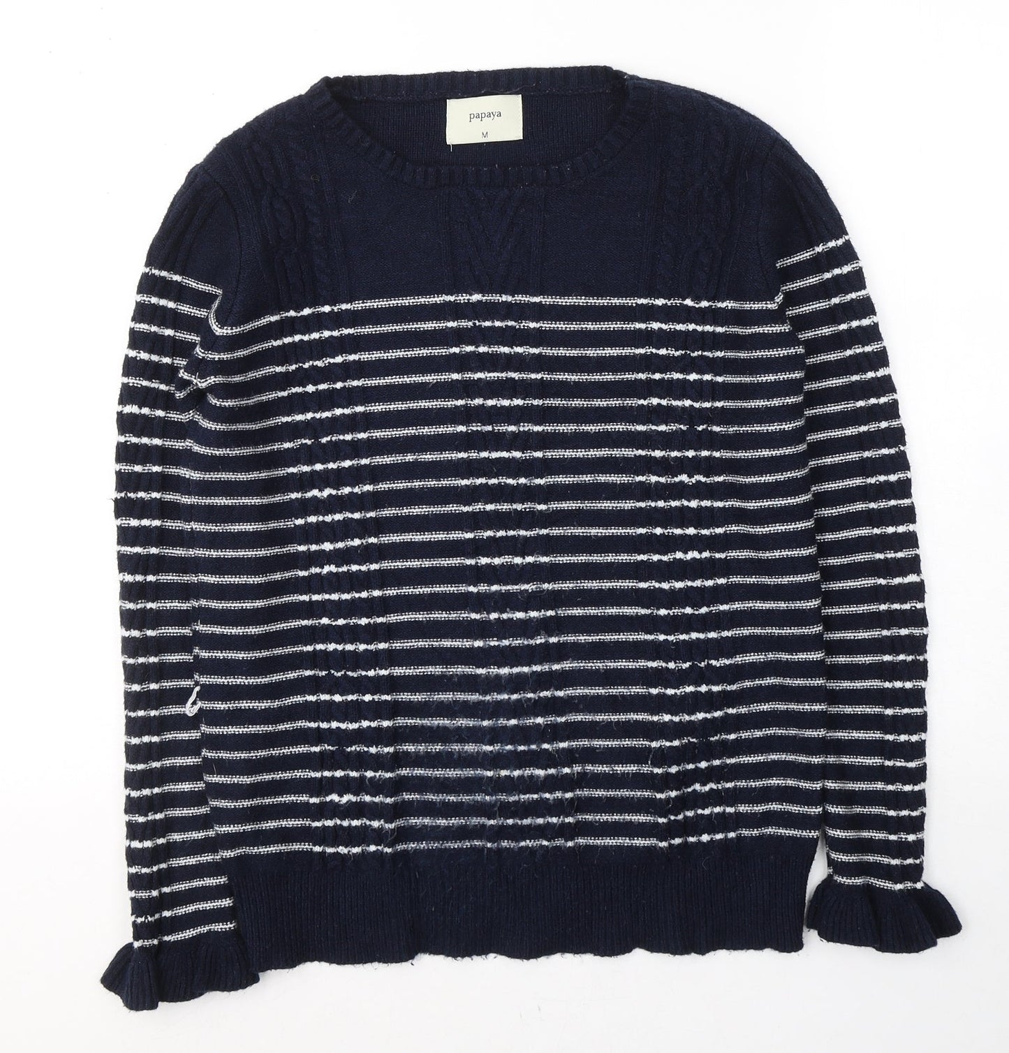 Womens UK Size M Papaya Blue Pullover Jumper