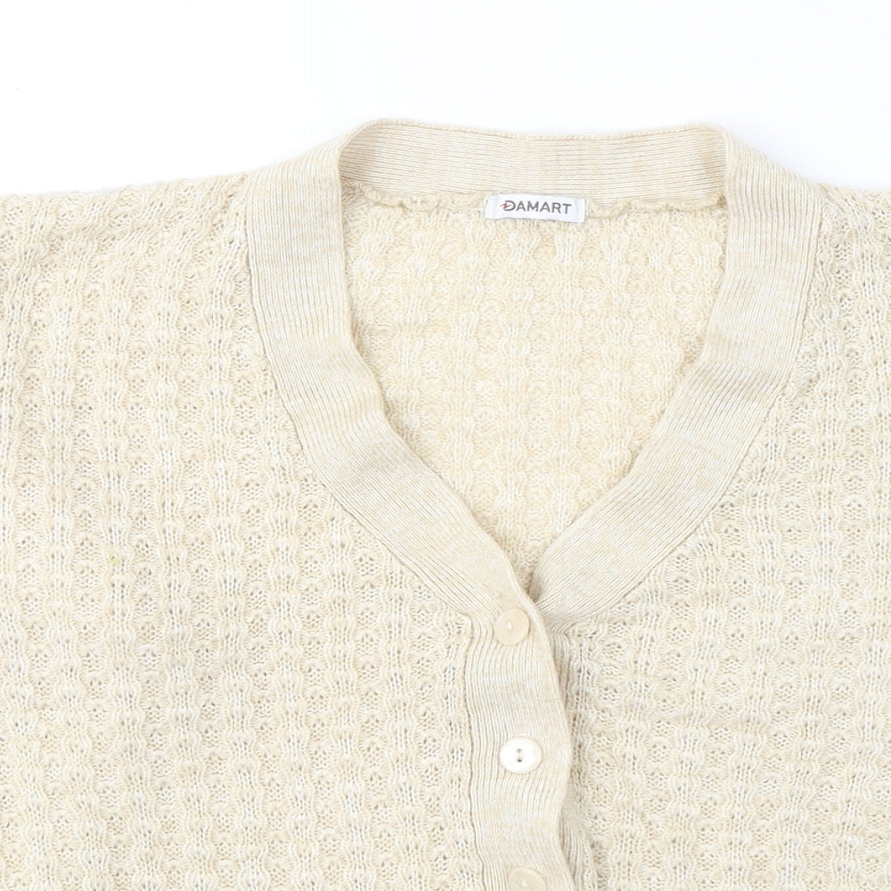 Damart Womens Ivory V-Neck  Acrylic Cardigan Jumper Size 14
