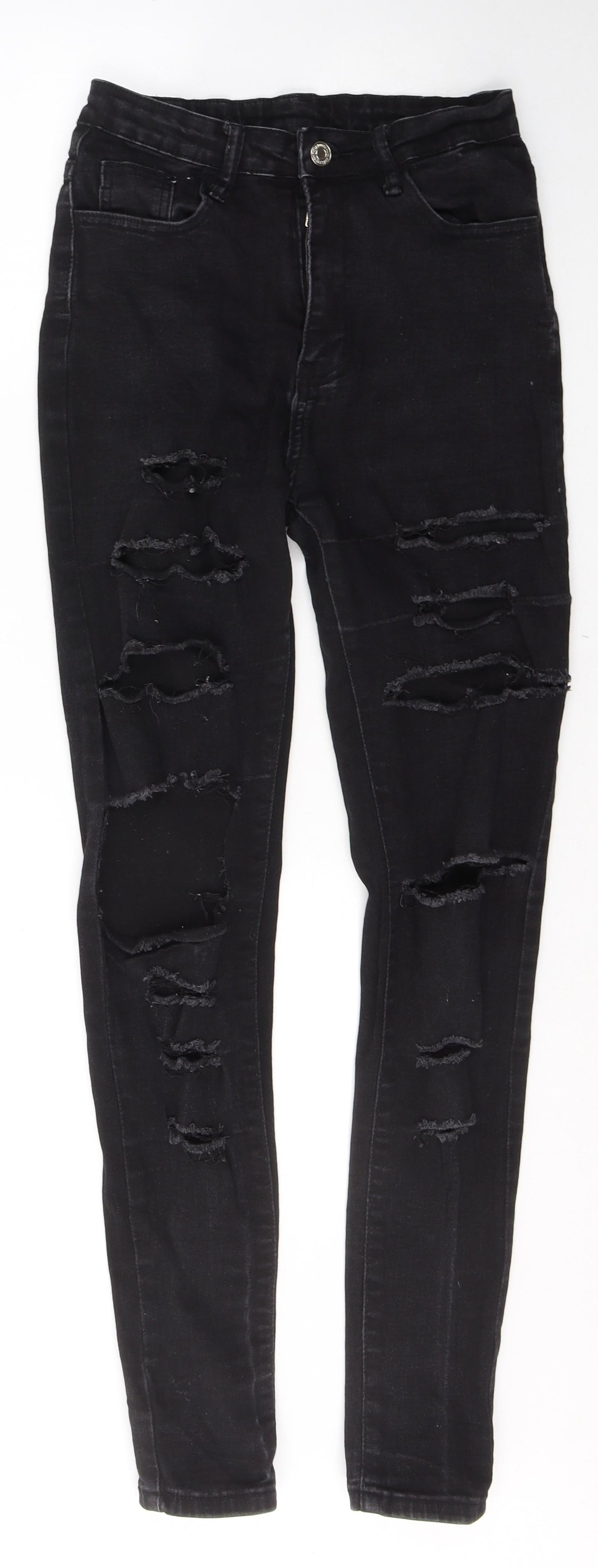 SheIn Womens Black  Cotton Skinny Jeans Size XS L28 in Regular Button