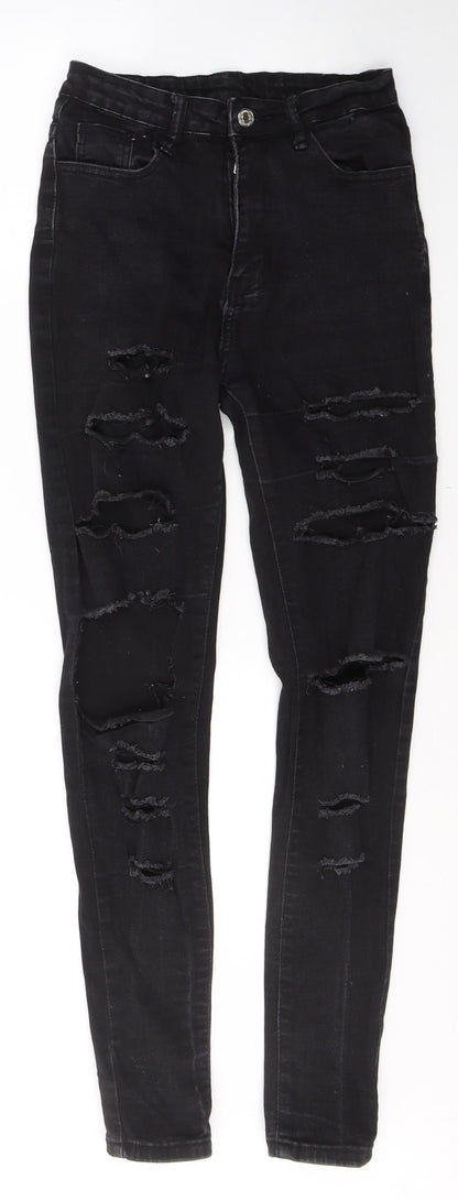 SheIn Womens Black  Cotton Skinny Jeans Size XS L28 in Regular Button