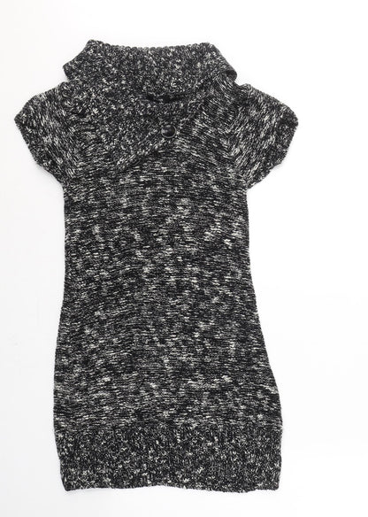 Papaya Womens Black Roll Neck  Cotton Tunic Jumper Size 12