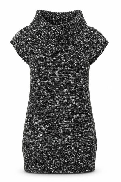 Papaya Womens Black Roll Neck  Cotton Tunic Jumper Size 12