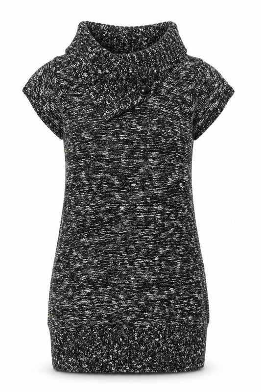 Papaya Womens Black Roll Neck  Cotton Tunic Jumper Size 12