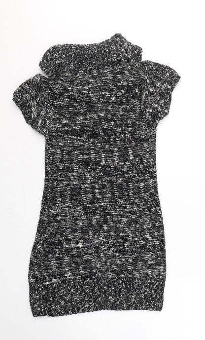 Papaya Womens Black Roll Neck  Cotton Tunic Jumper Size 12