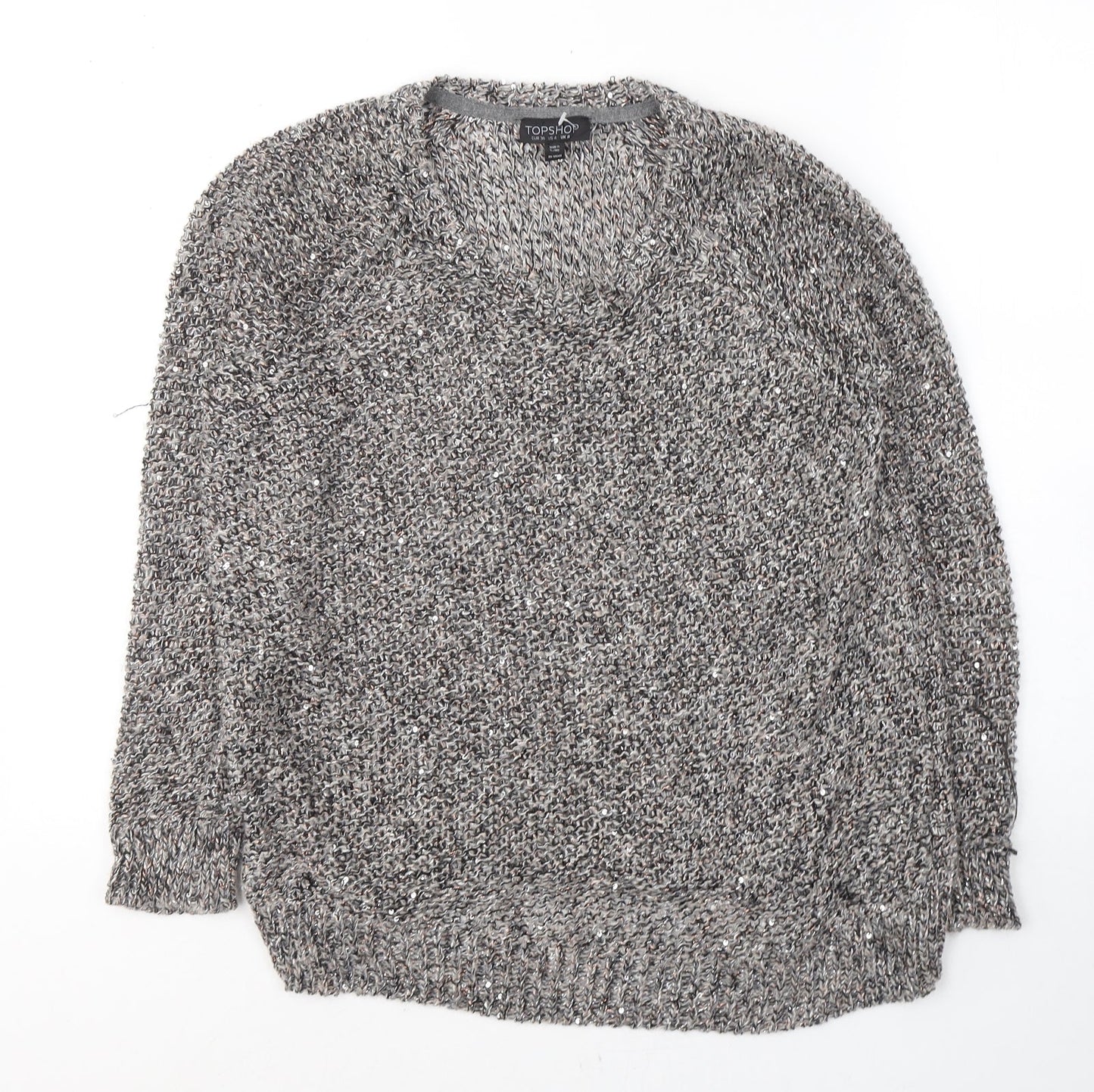 Womens UK Size 8 Topshop Grey Pullover Jumper