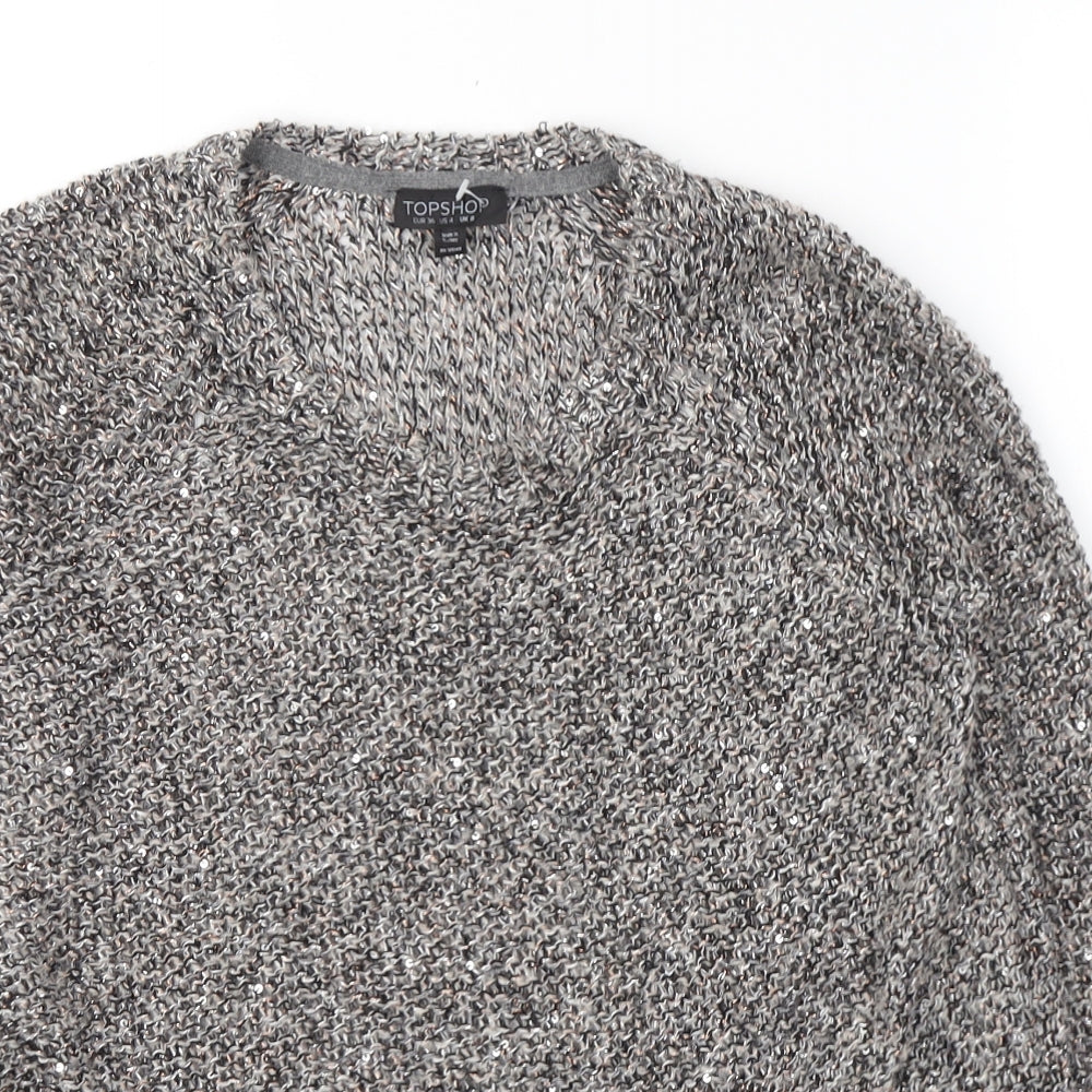 Womens UK Size 8 Topshop Grey Pullover Jumper