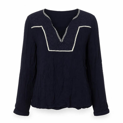 Sweewe Womens Blue  Viscose Basic Blouse Size S V-Neck