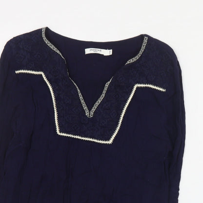 Sweewe Womens Blue  Viscose Basic Blouse Size S V-Neck