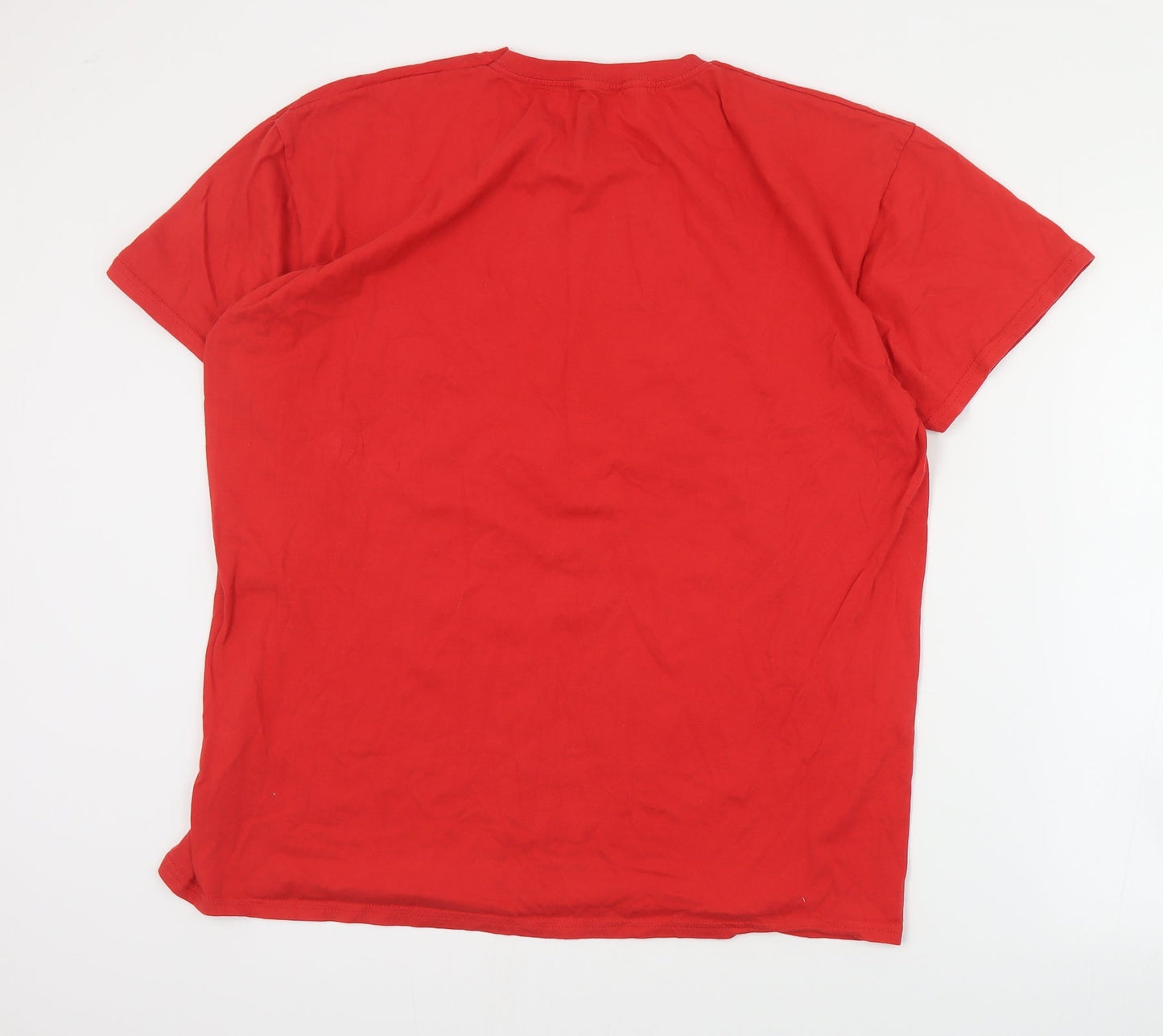 Preworn Mens Red  Cotton  T-Shirt Size 2XL Crew Neck  - Christmas