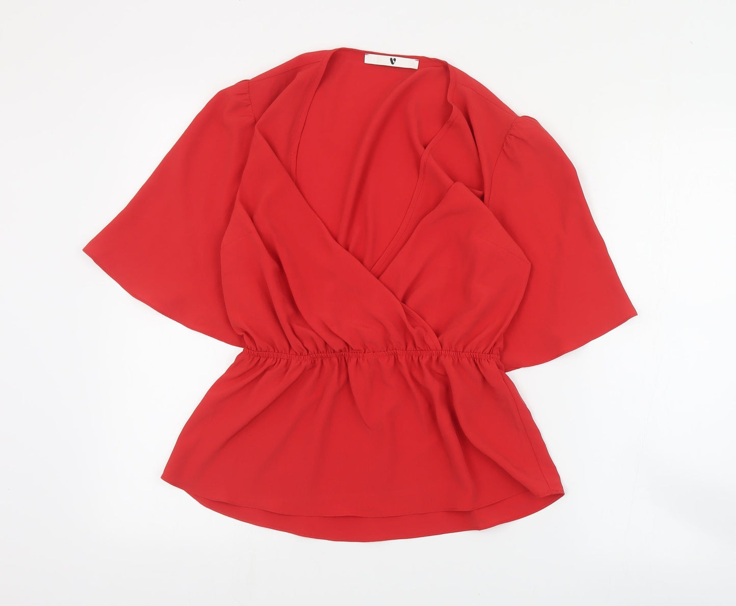 Womens UK Size 10 Very Red Basic Blouse