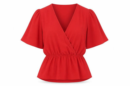 Womens UK Size 10 Very Red Basic Blouse