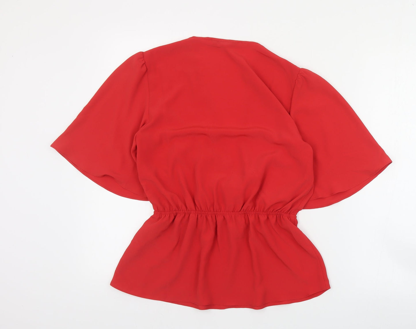 Womens UK Size 10 Very Red Basic Blouse