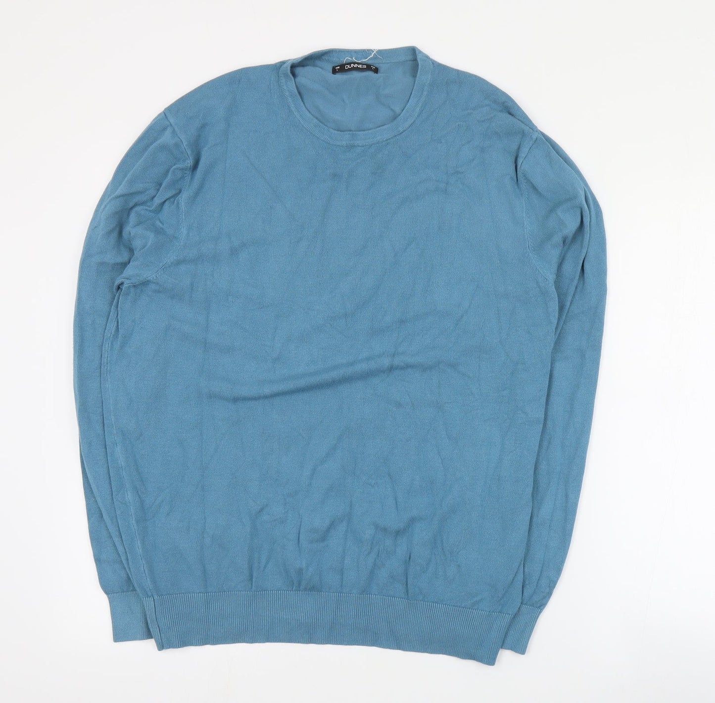 Dunnes Mens Blue Round Neck  Viscose Pullover Jumper Size L