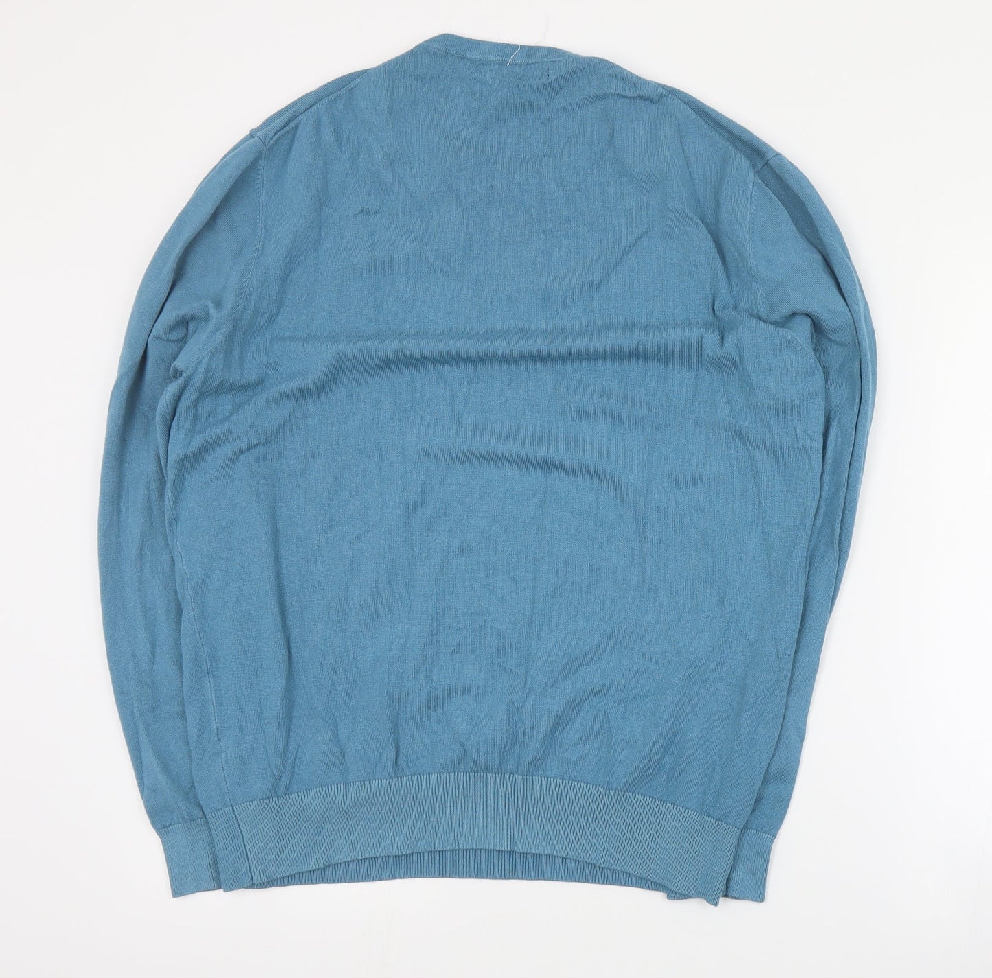 Dunnes Mens Blue Round Neck  Viscose Pullover Jumper Size L