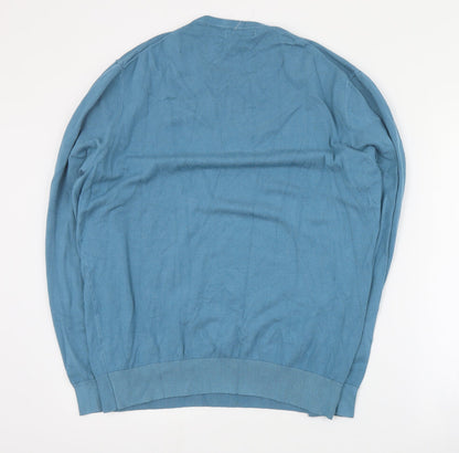 Dunnes Mens Blue Round Neck  Viscose Pullover Jumper Size L