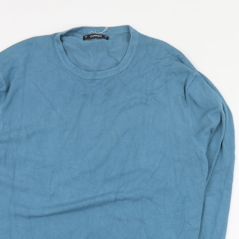 Dunnes Mens Blue Round Neck  Viscose Pullover Jumper Size L