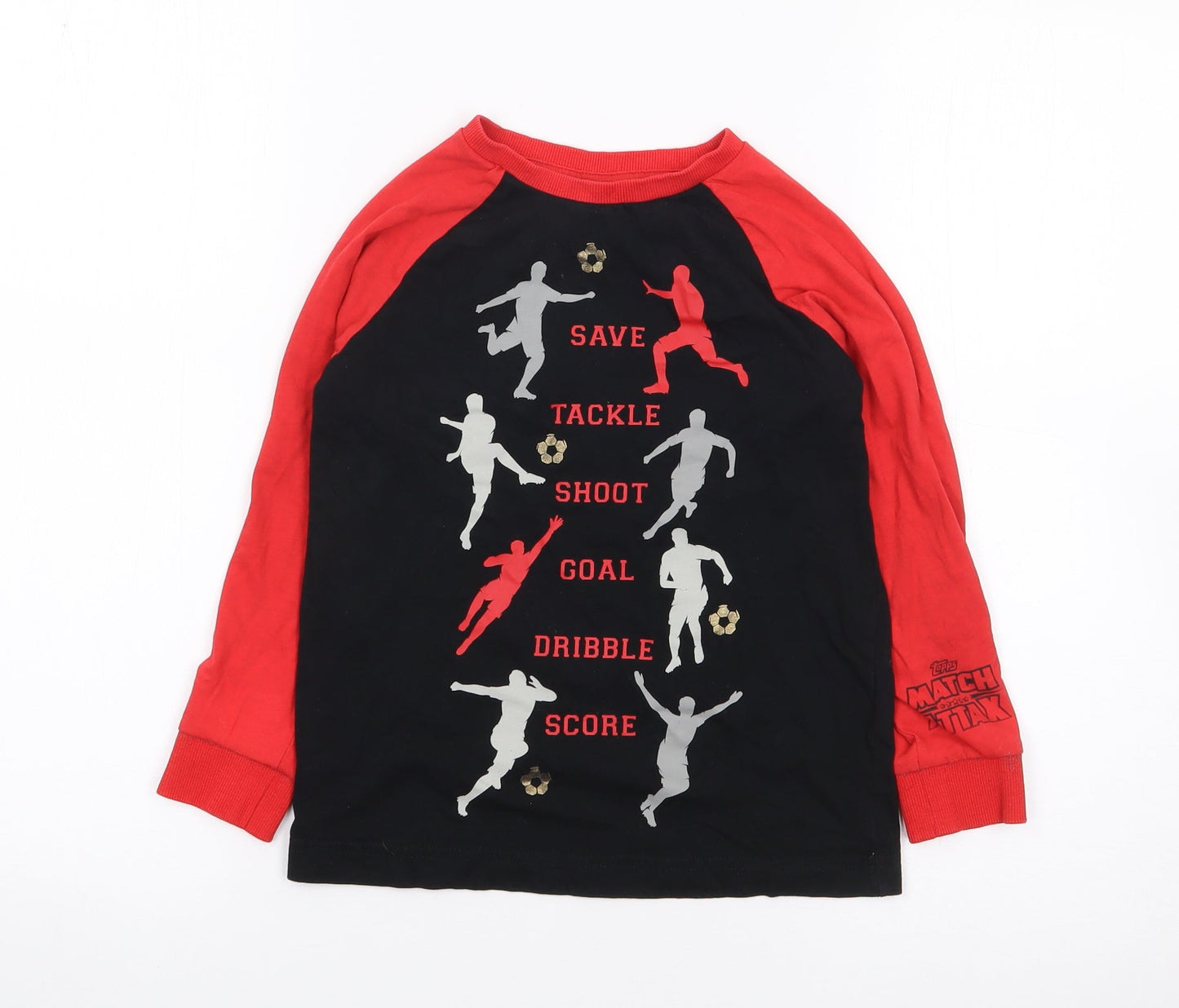 Preworn Boys Black Solid Cotton  Pyjama Top Size 7 Years  Pullover - Match Attack, Football
