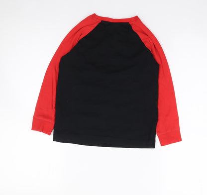 Preworn Boys Black Solid Cotton  Pyjama Top Size 7 Years  Pullover - Match Attack, Football