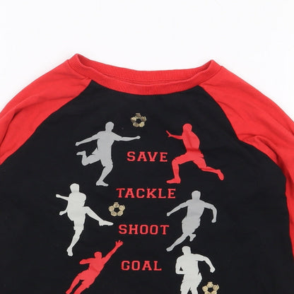 Preworn Boys Black Solid Cotton  Pyjama Top Size 7 Years  Pullover - Match Attack, Football