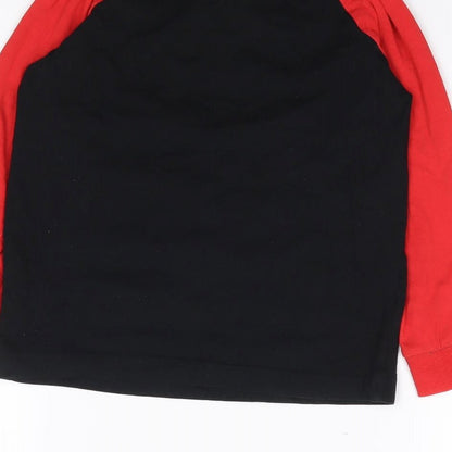 Preworn Boys Black Solid Cotton  Pyjama Top Size 7 Years  Pullover - Match Attack, Football
