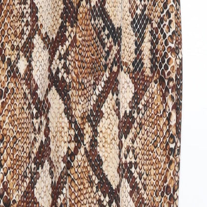 Missguided Womens Brown Animal Print Polyester Trousers  Size XS L27 in Regular