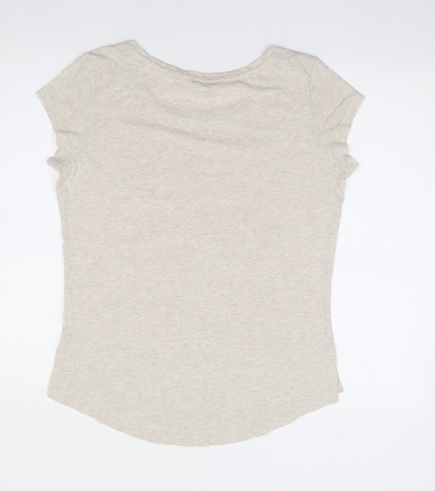 Clockhouse Womens Beige  Polyester Jersey T-Shirt Size L Crew Neck