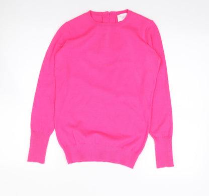 Savioa Womens Pink Crew Neck  Viscose Pullover Jumper Size 2XS