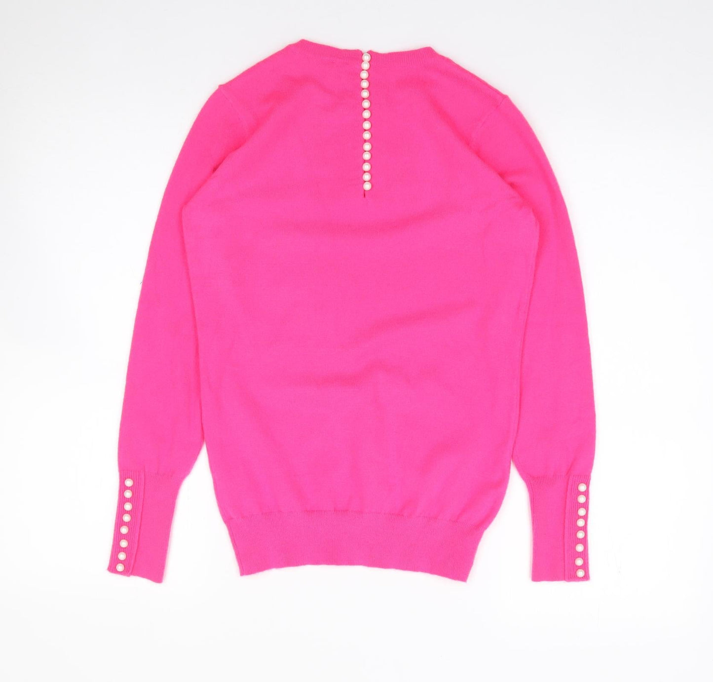 Savioa Womens Pink Crew Neck  Viscose Pullover Jumper Size 2XS