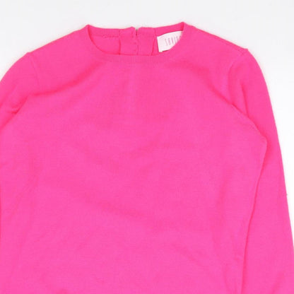 Savioa Womens Pink Crew Neck  Viscose Pullover Jumper Size 2XS
