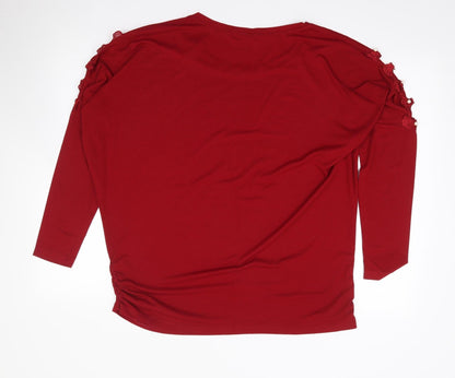 Missgood Womens Red  Viscose Jersey T-Shirt Size L Round Neck - Batwing