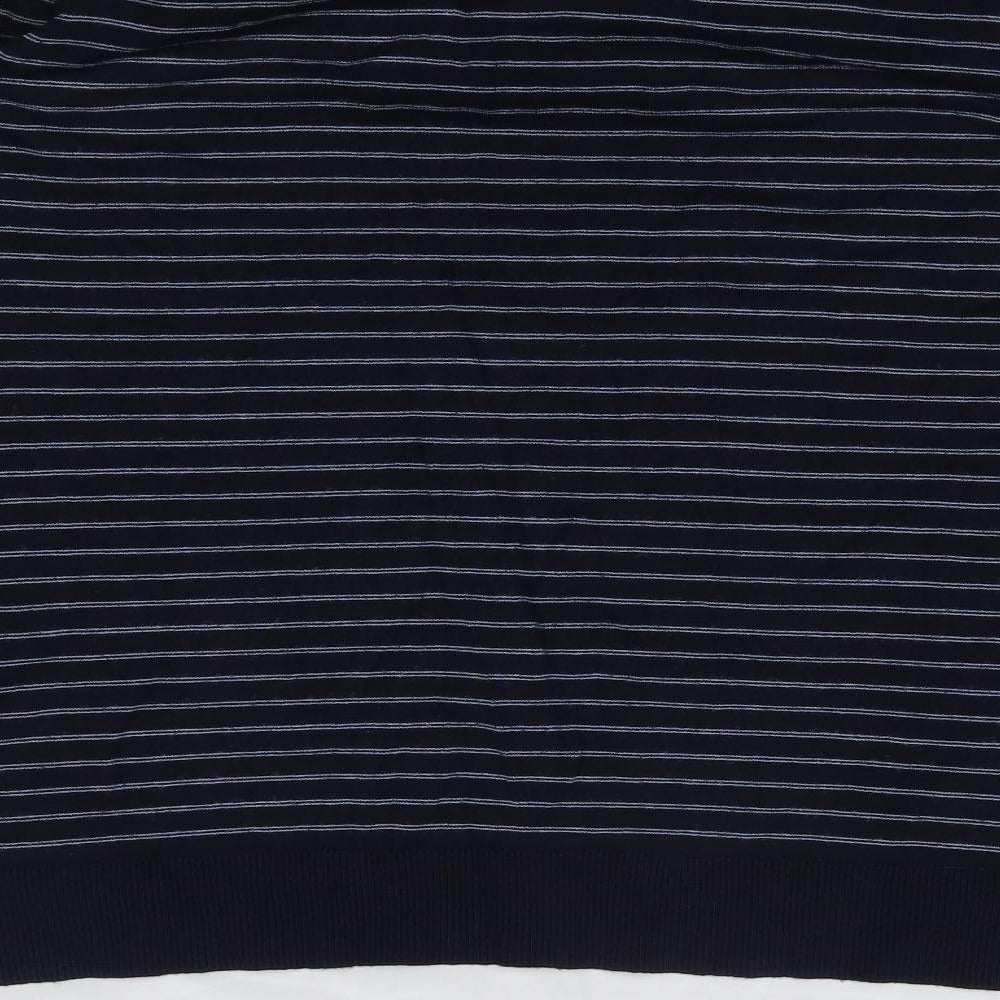 Fleur Bleu Womens Blue Crew Neck Striped Viscose Pullover Jumper Size L