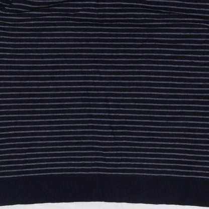 Fleur Bleu Womens Blue Crew Neck Striped Viscose Pullover Jumper Size L
