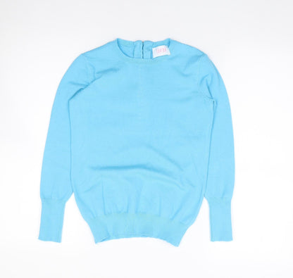 Savioa Womens Blue Crew Neck  Viscose Pullover Jumper Size XS