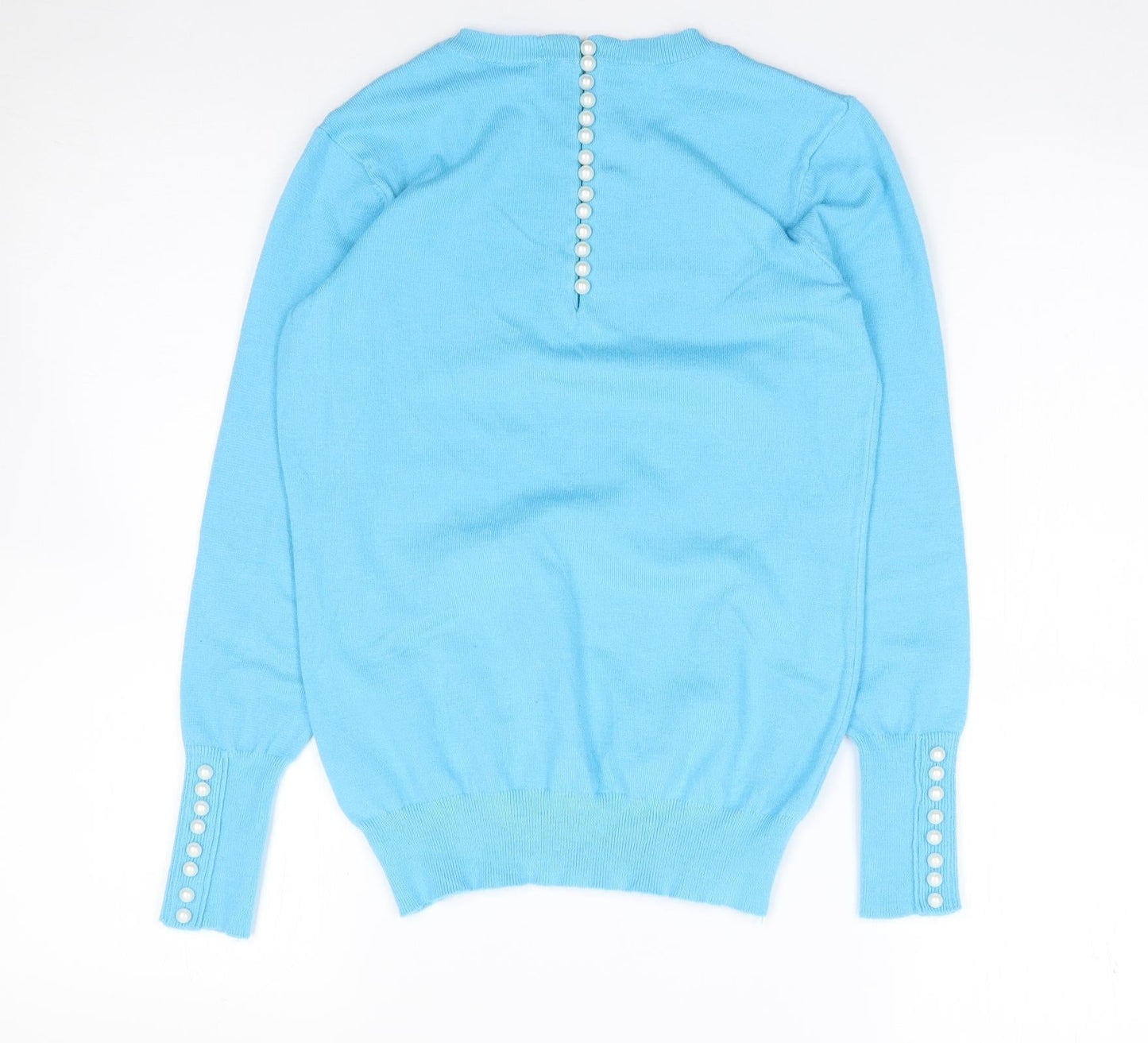 Savioa Womens Blue Crew Neck  Viscose Pullover Jumper Size XS