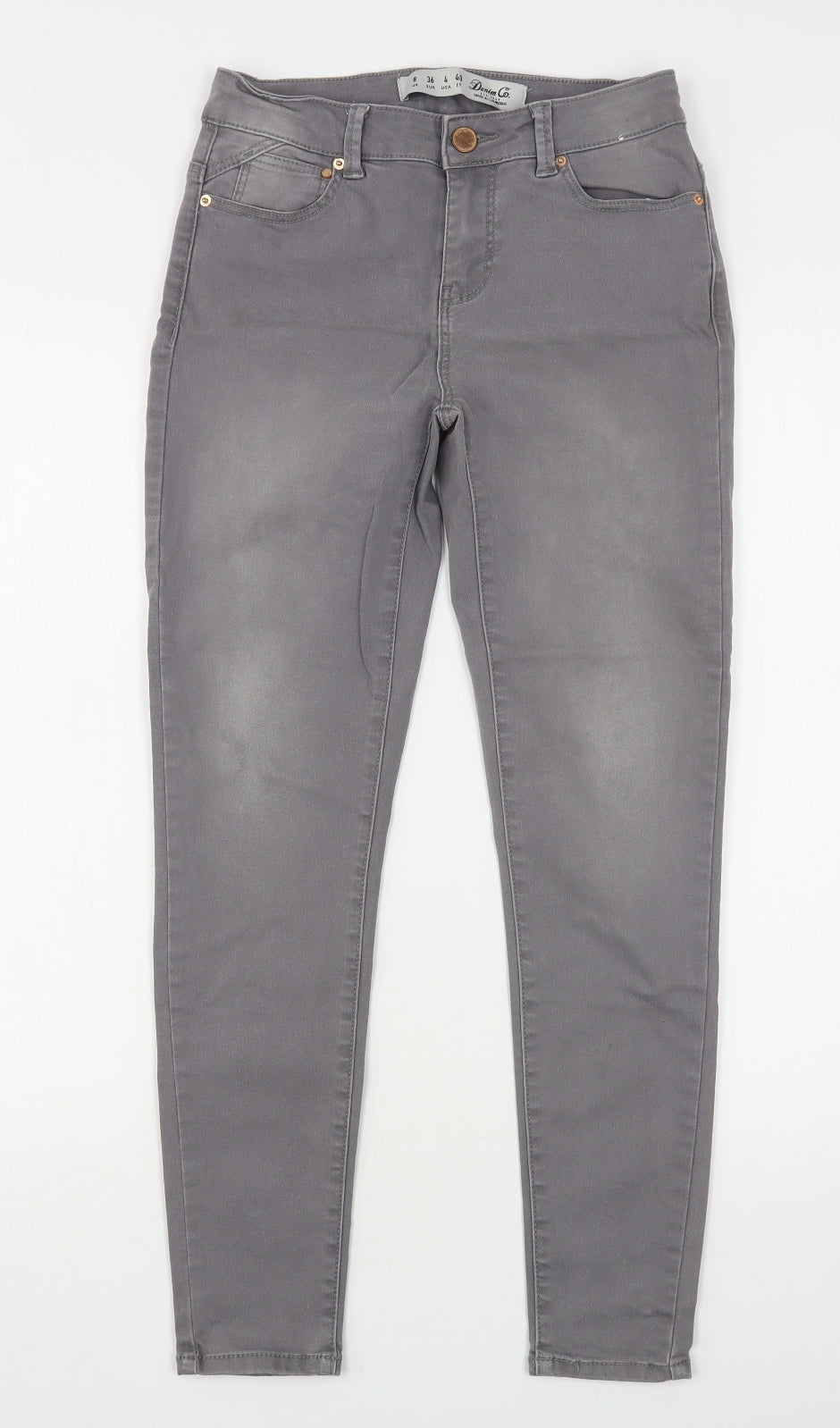 Denim & Co. Womens Grey  Cotton Skinny Jeans Size 8 L27 in Regular