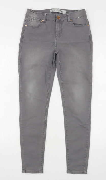 Denim & Co. Womens Grey  Cotton Skinny Jeans Size 8 L27 in Regular
