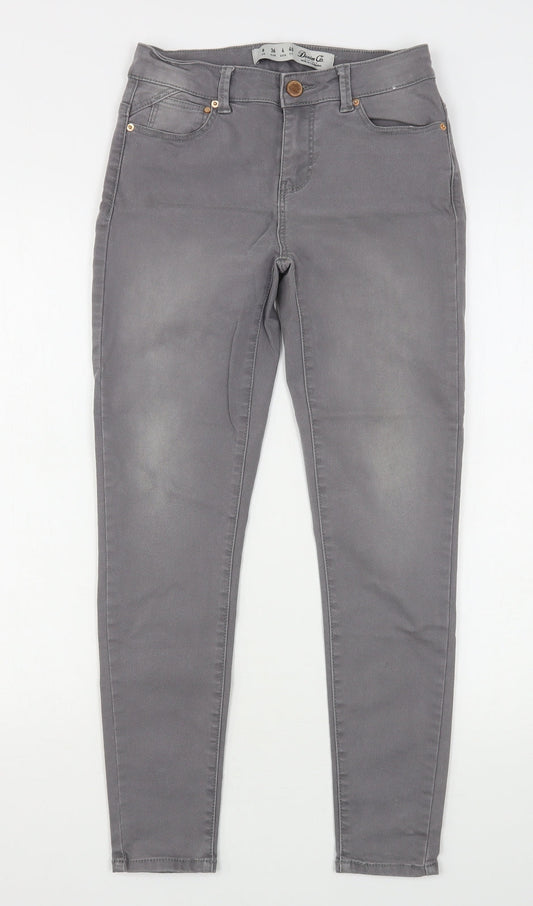 Denim & Co. Womens Grey  Cotton Skinny Jeans Size 8 L27 in Regular