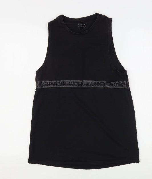 Workout Womens Black  Cotton Basic Tank Size 10 Round Neck