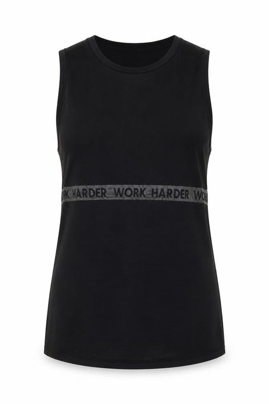 Workout Womens Black  Cotton Basic Tank Size 10 Round Neck