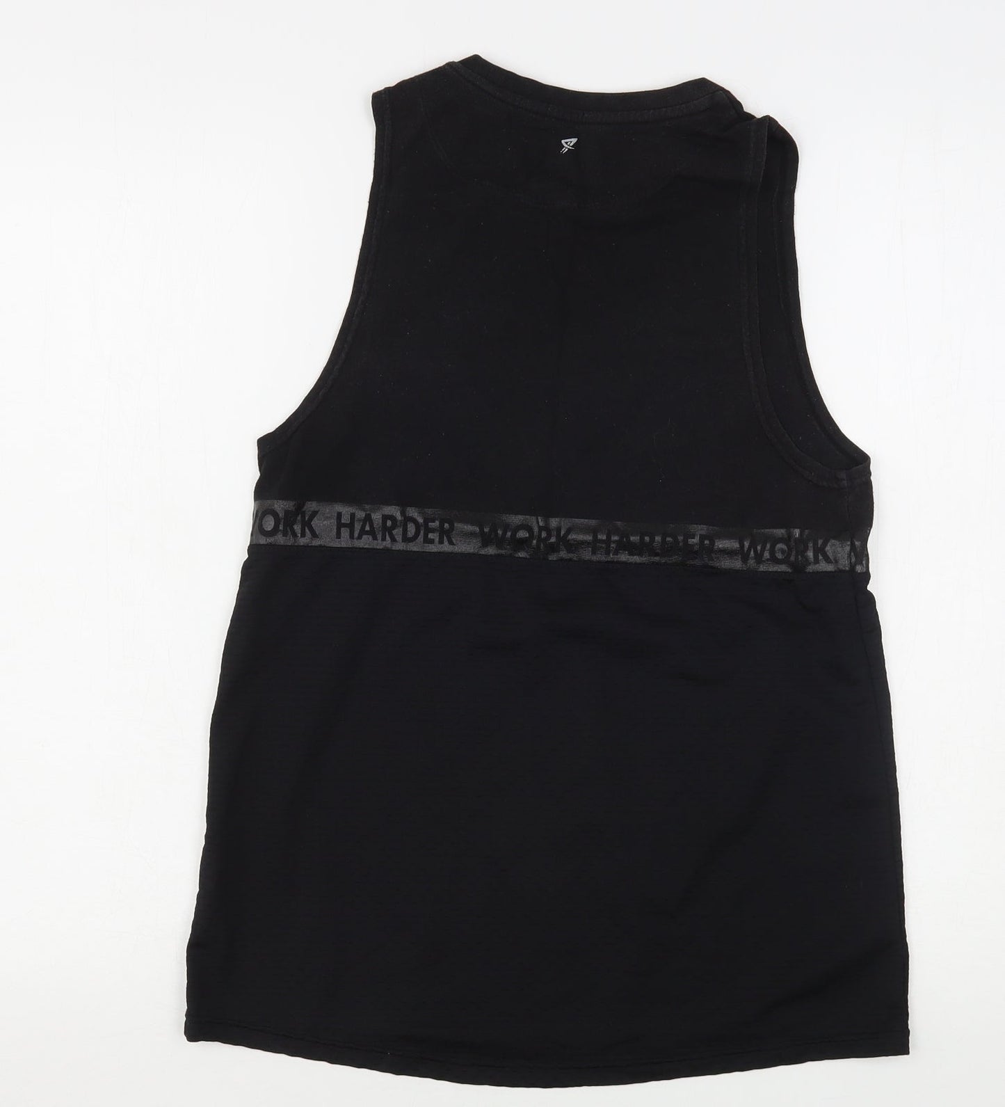Workout Womens Black  Cotton Basic Tank Size 10 Round Neck