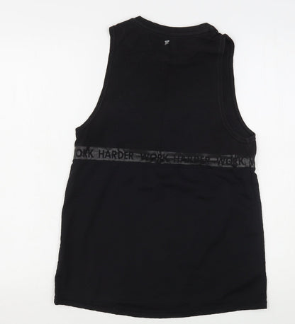 Workout Womens Black  Cotton Basic Tank Size 10 Round Neck