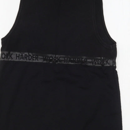 Workout Womens Black  Cotton Basic Tank Size 10 Round Neck