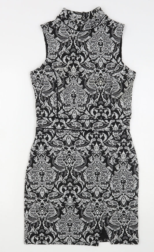 Miss Selfridge Womens Multicoloured Paisley Polyester Pencil Dress  Size 10  High Neck