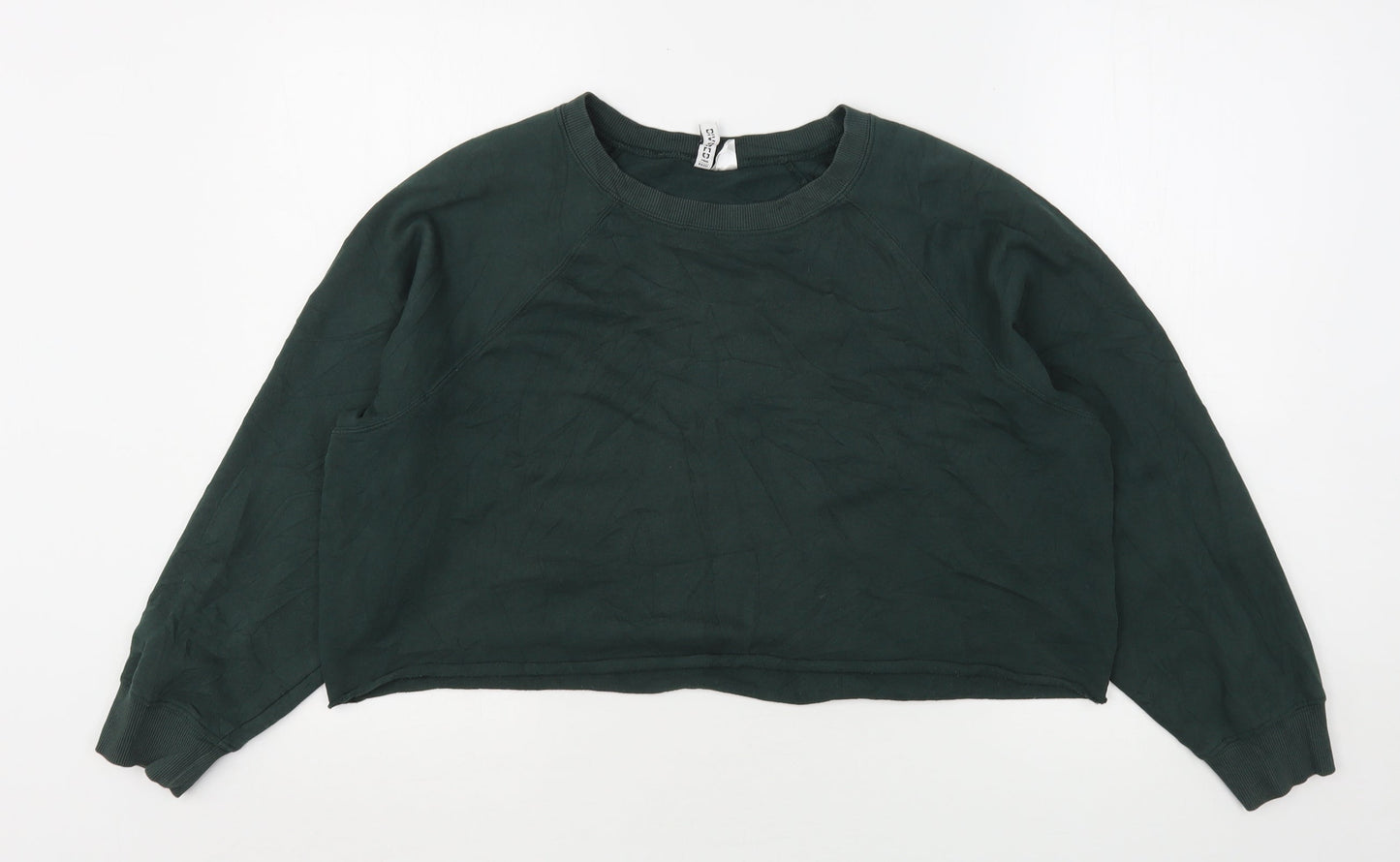 H&M Womens Green  Cotton Pullover Sweatshirt Size M