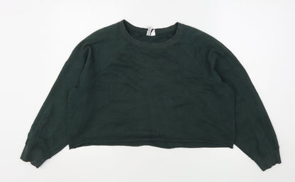 H&M Womens Green  Cotton Pullover Sweatshirt Size M