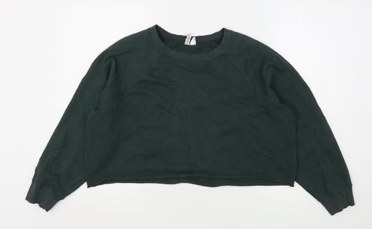 H&M Womens Green  Cotton Pullover Sweatshirt Size M